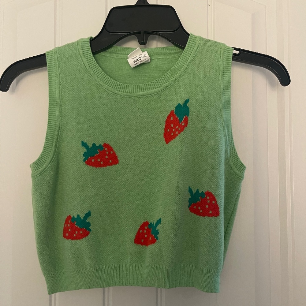 SHEIN Strawberry Cropped Sweater Vest